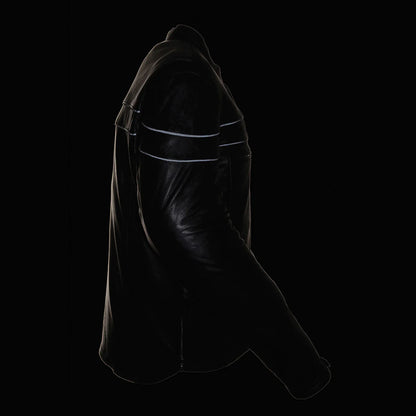 Men's Sporty Crossover Vented Black Motorcycle Leather Scooter Jacket